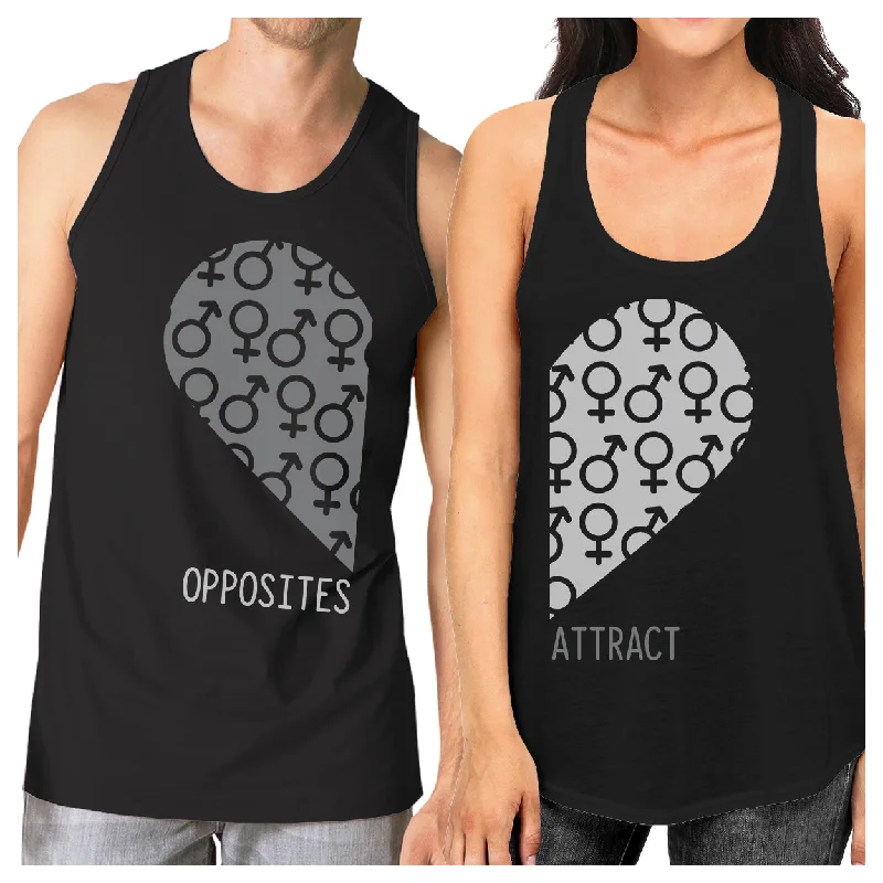 Deal Dash Opposites Attract Male Female Symbols Matching Couple Black Tank Tops