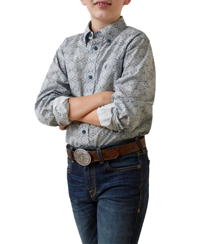 Instant Discount Orville Classic Fit Shirt Long Sleeve Shirt In Blue Geo Print