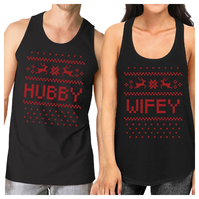 Price Rollback Pixel Nordic Hubby And Wifey Matching Couple Black Tank Tops