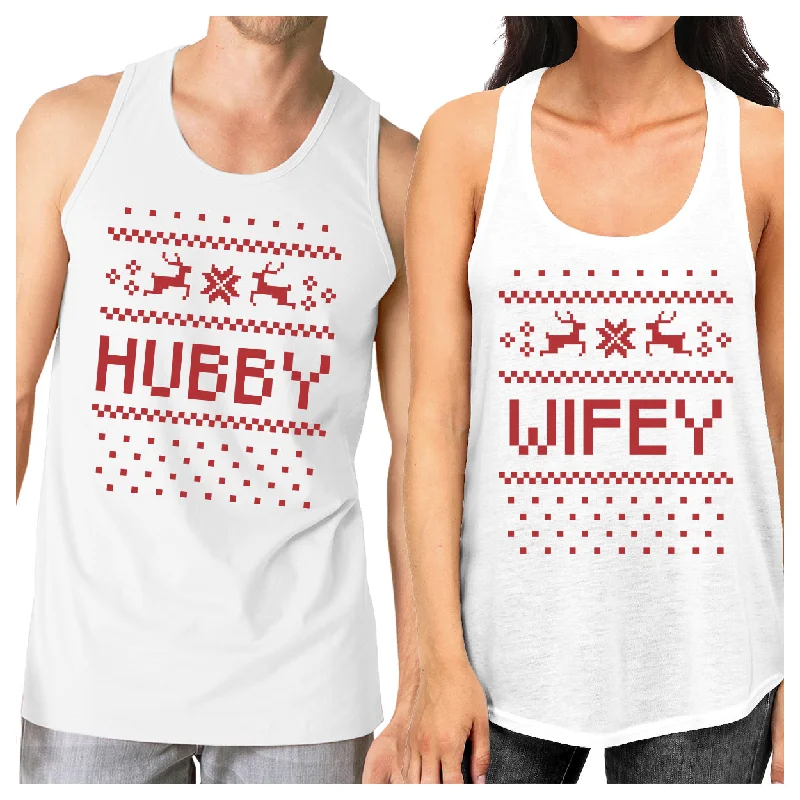 Low Prices Pixel Nordic Hubby And Wifey Matching Couple White Tank Tops