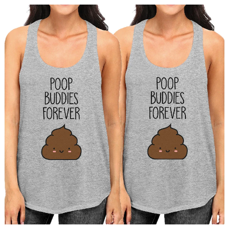 Members Only Poop Buddies BFF Matching Grey Tank Tops