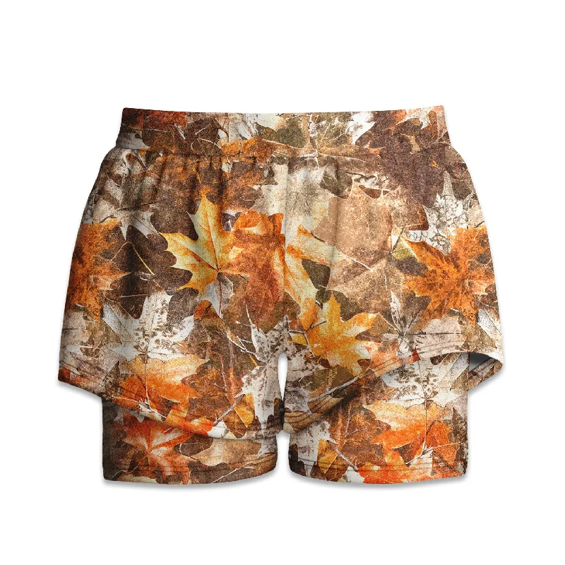 Big Discounts Printed Liner Shorts - Autumn Leaves