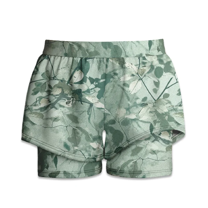 Bonus Savings Printed Liner Shorts - Green Leaves