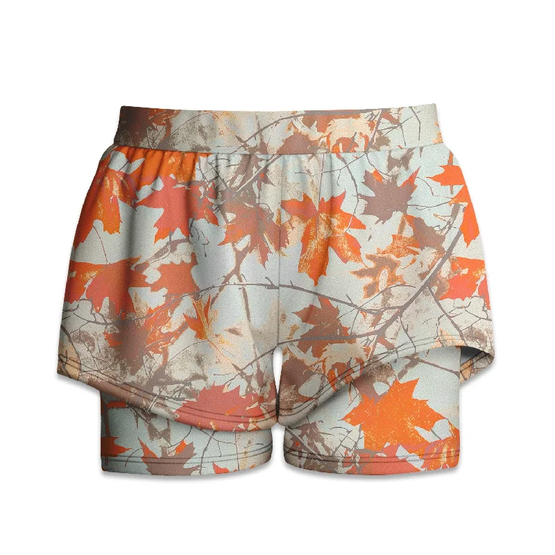 Online Specials Printed Liner Shorts - Orange Maple Leaves