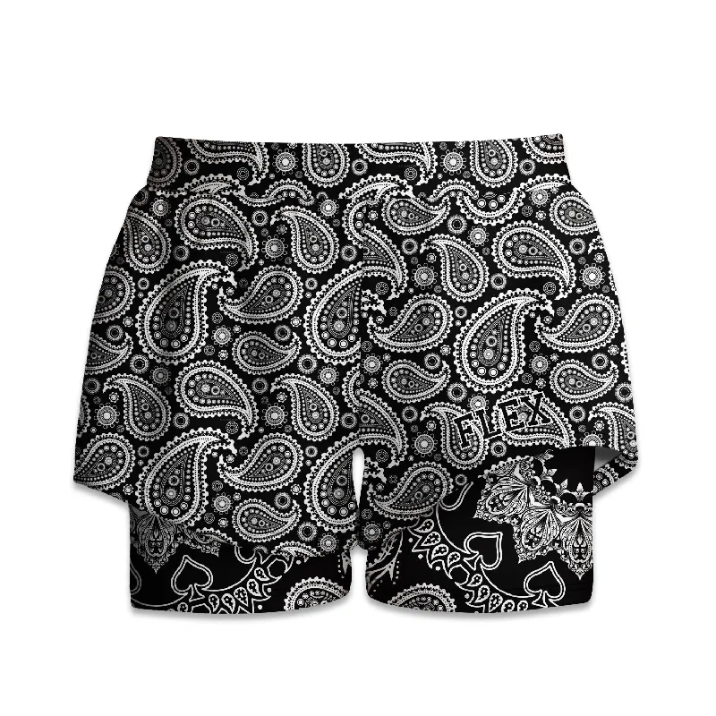 Mega Sale Printed Liner Shorts - Paisley B&W