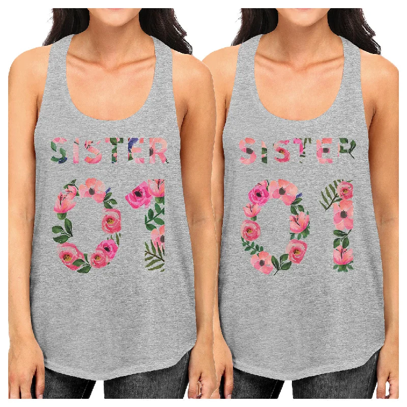 Online Exclusive Sister 01 BFF Matching Grey Tank Tops