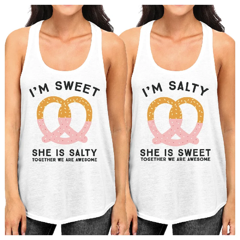 Year-End Sale Sweet And Salty BFF Matching White Tank Tops