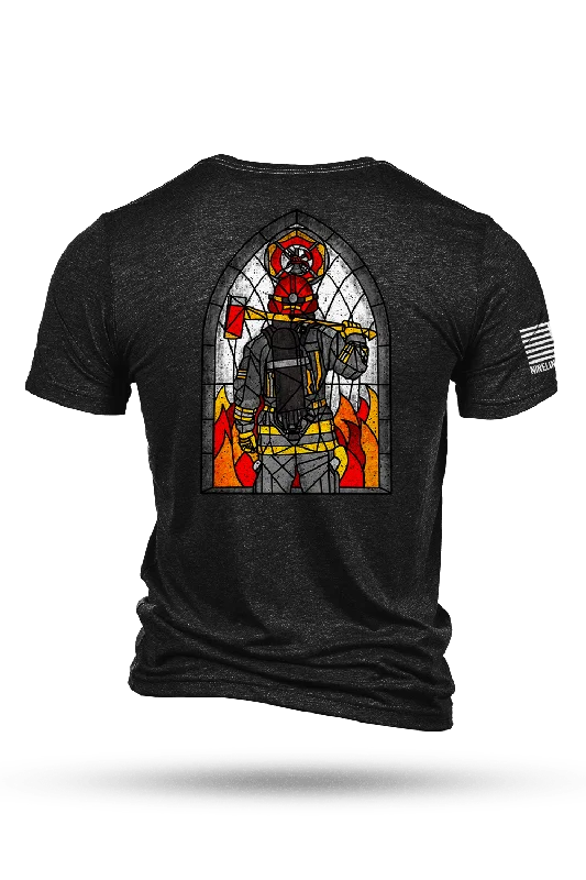 Overstock Stained Glass Firefighter - T-Shirt