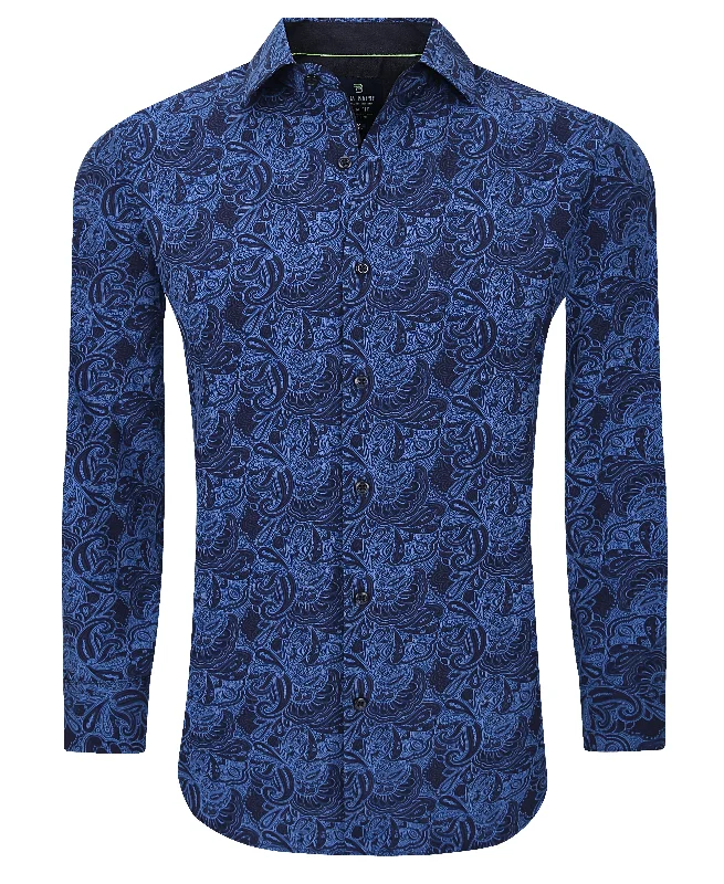 Flash Sale Tom Baine Slim Fit Performance Long Sleeve Geometric Button Down