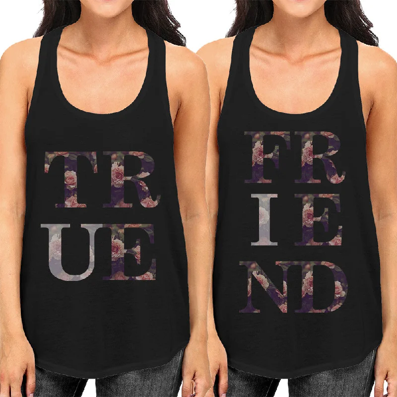 Bargain Blast True Friend Floral Cute BFF Matching Tank Tops for Best Friends