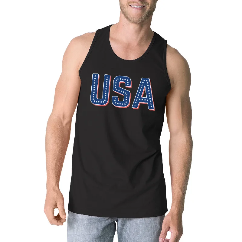 Special Discount USA With Stars Mens Cotton Tank Top Unique USA Letter Printed Tee