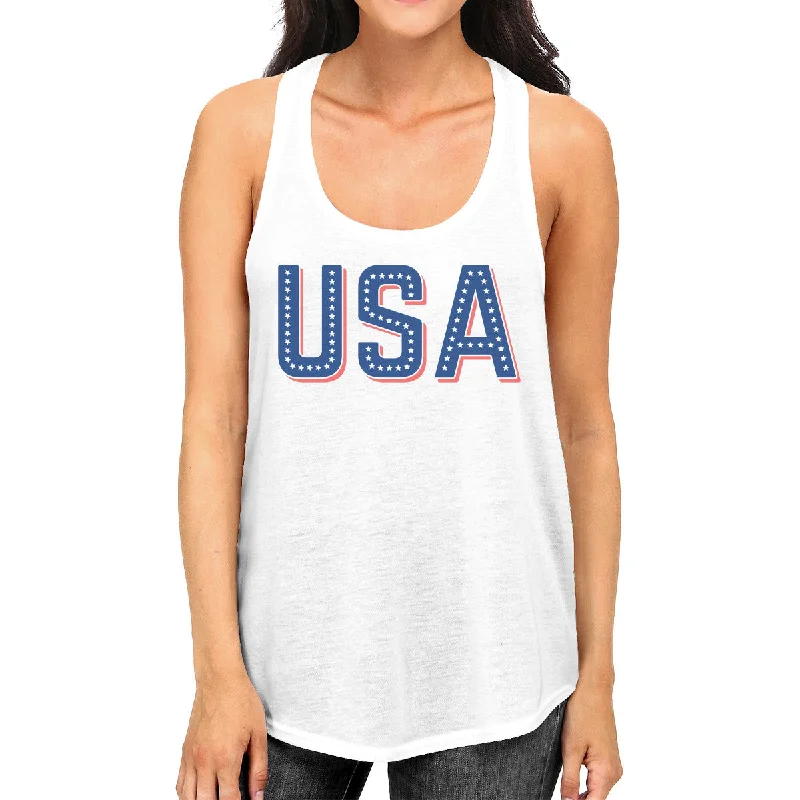 Super Bargain USA With Stars Womens Sleeveless Top Funny Independence Day Tanks