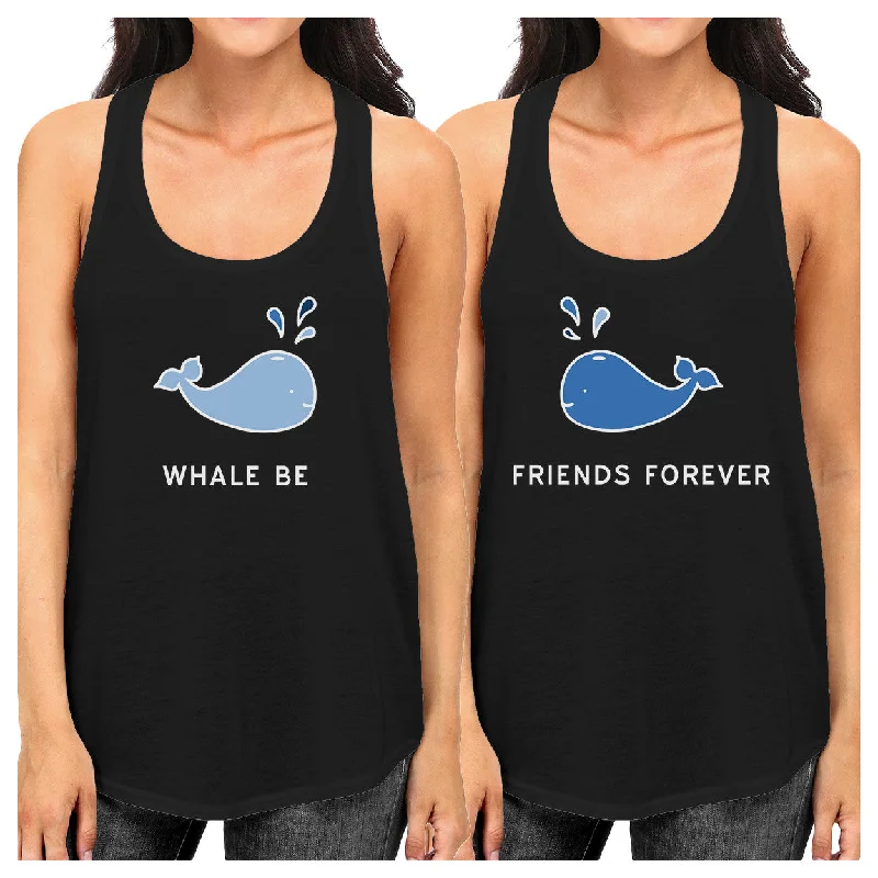 Buy Now Whale Be Friend Forever BFF Matching Black Cotton Summer Tank Top