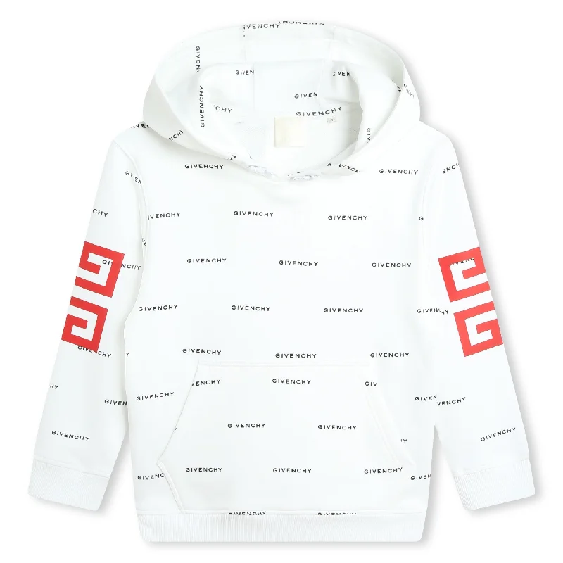Seasonal Sale White & Black Hooded Sweatshirt