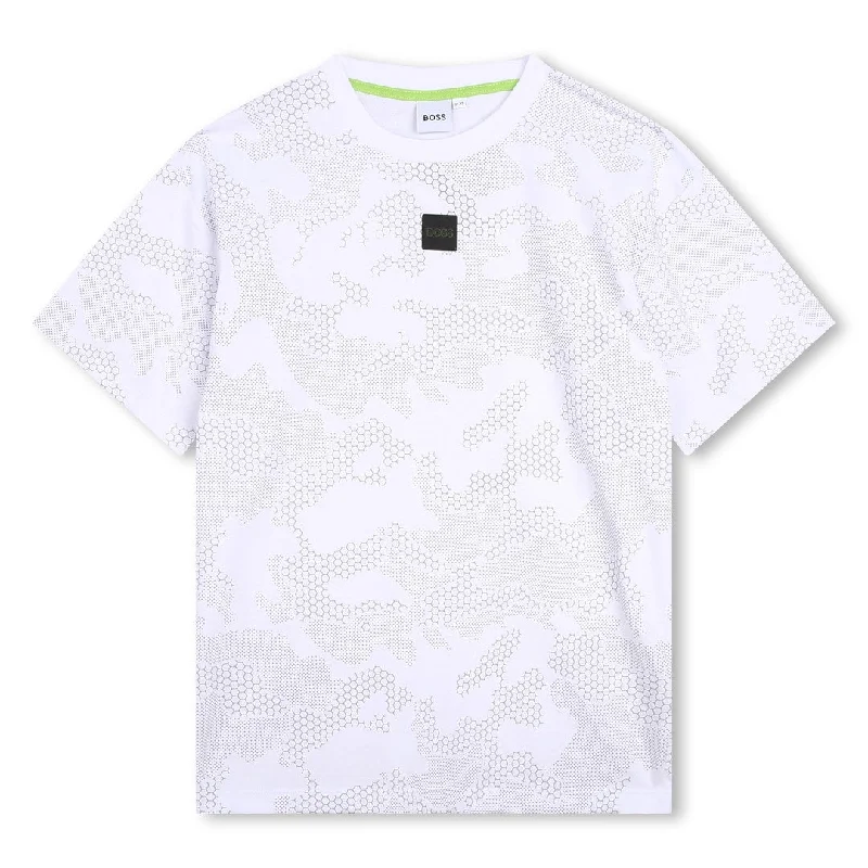 Deal of the Day White Reflective Camouflage Print T-Shirt