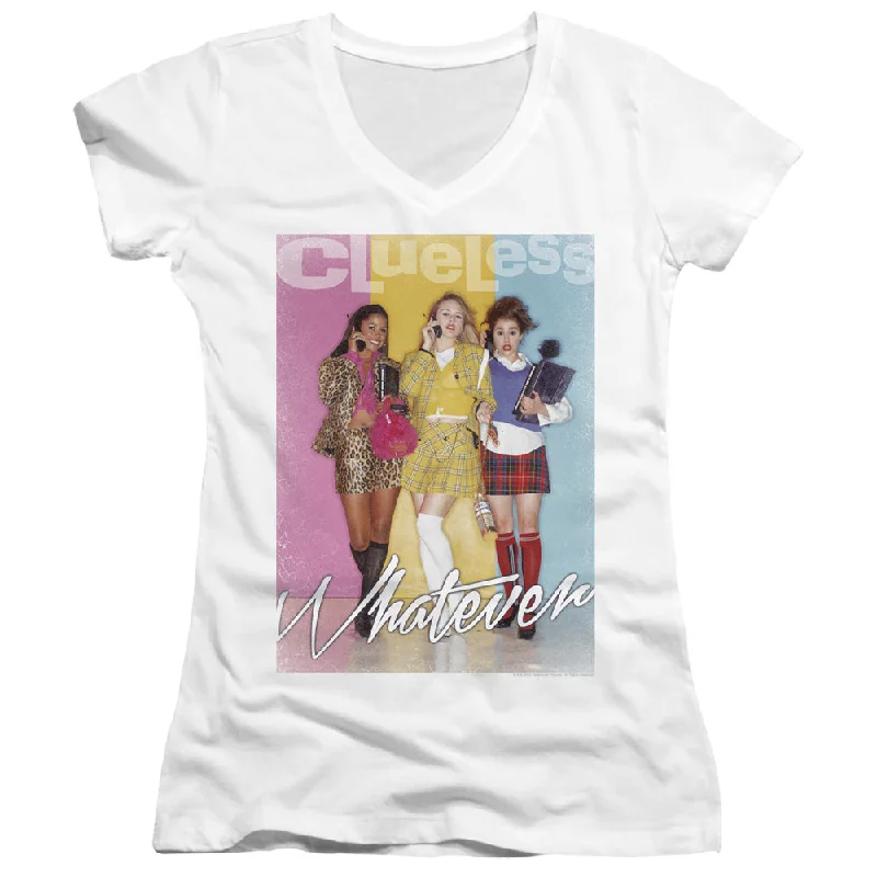 Unbeatable Prices Clueless Juniors V-Neck T-Shirt Whatever White Tee