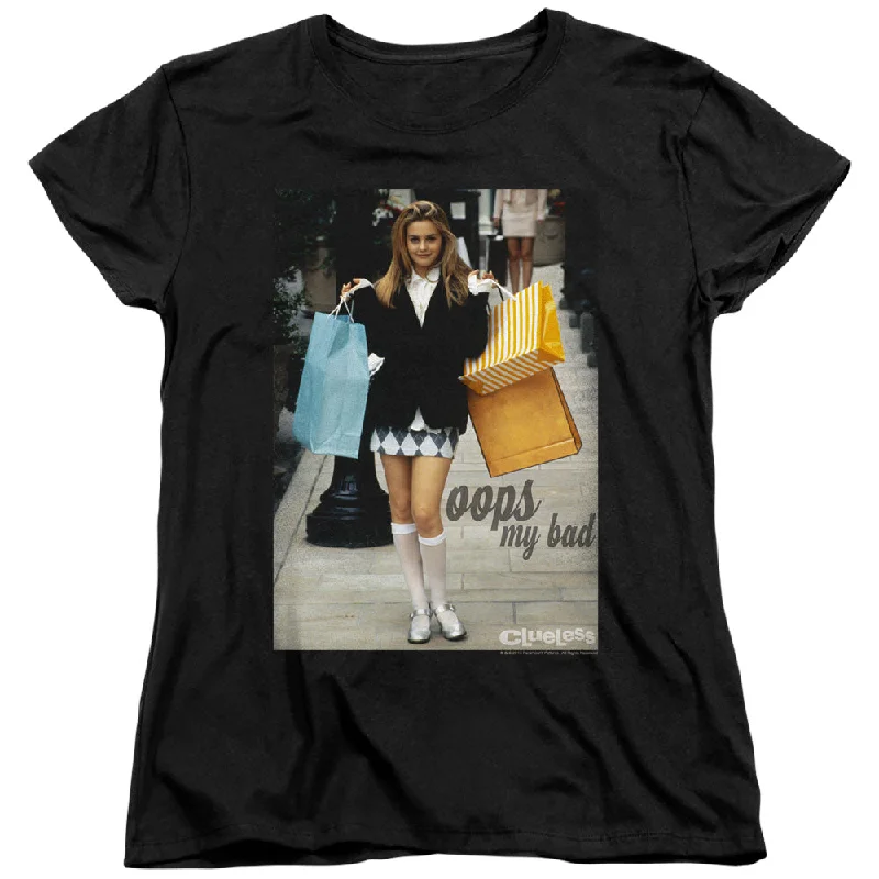 Now or Never Clueless Womens T-Shirt Cher Oops My Bad Black Tee