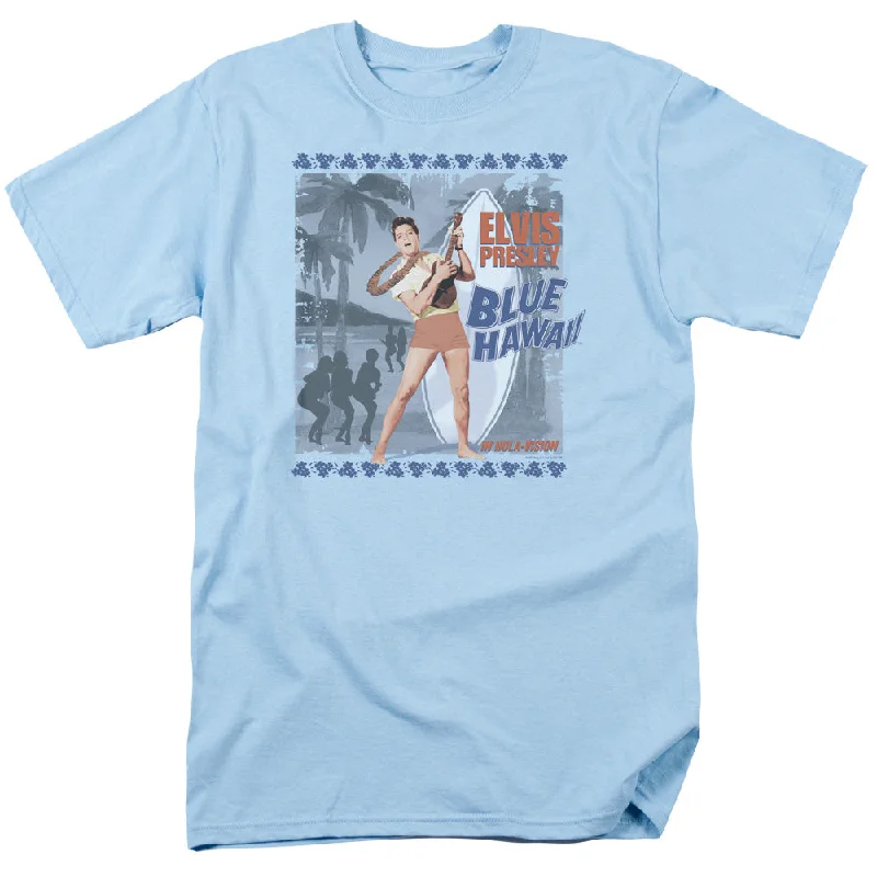 Crazy Savings Elvis Presley T-Shirt Blue Hawaii Poster Light Blue Tee