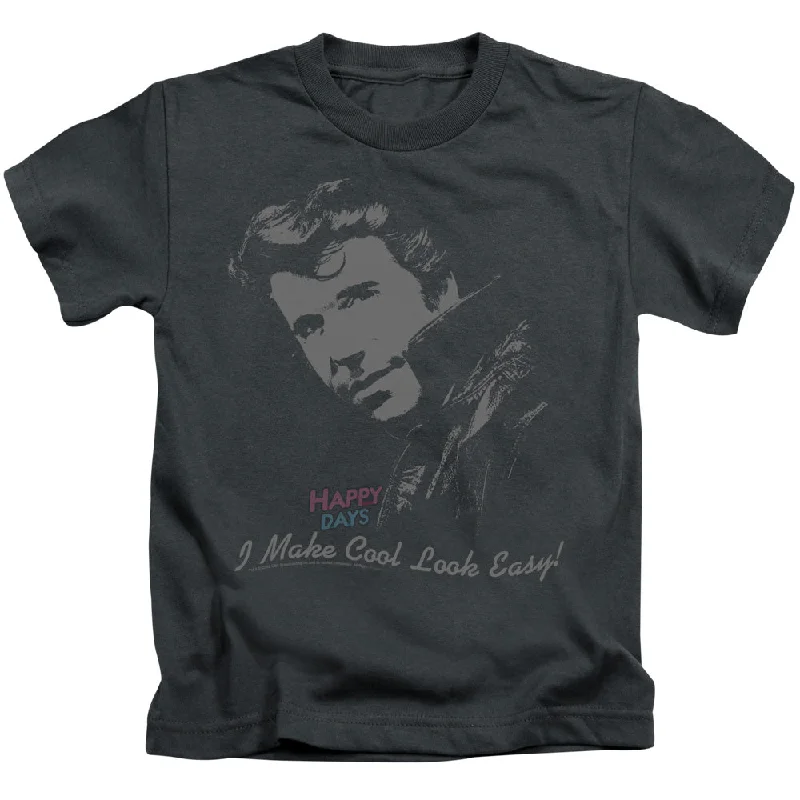 Deal Mania Happy Days Boys T-Shirt Cool Fonz Charcoal Tee