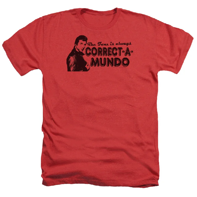 Deal Dash Happy Days Heather T-Shirt Correct a Mundo Red Tee