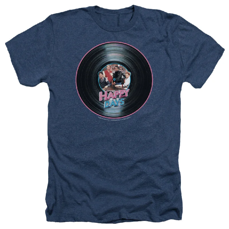 Limited Time Discount Happy Days Heather T-Shirt Record Navy Tee