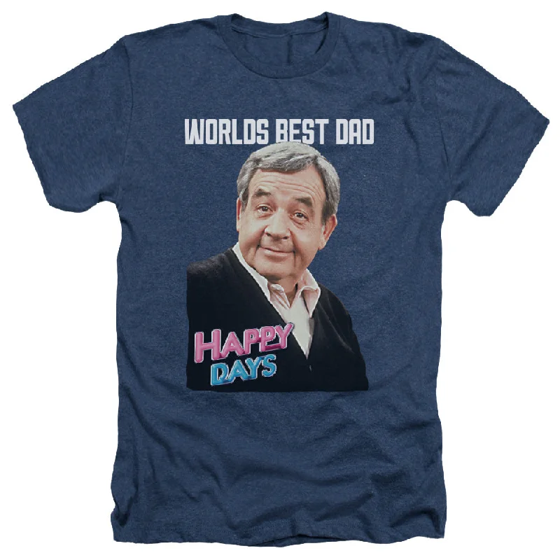 Limited Quantity Happy Days Heather T-Shirt Worlds Best Dad Navy Tee