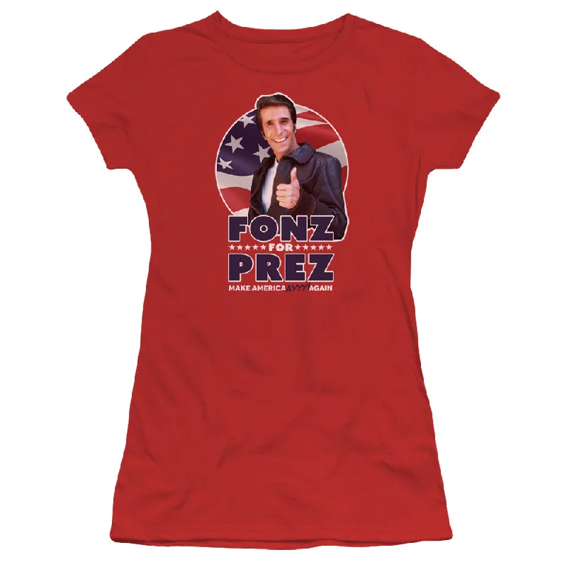 Massive Deals Happy Days Juniors T-Shirt Fonz For President Red Tee