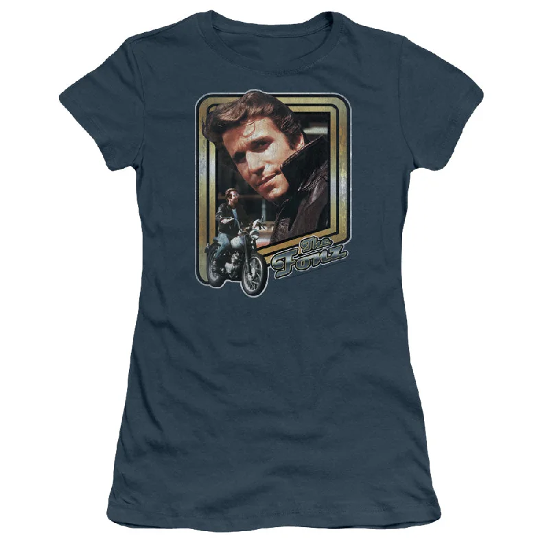 Savings Bonanza Happy Days Juniors T-Shirt The Fonz Slate Tee