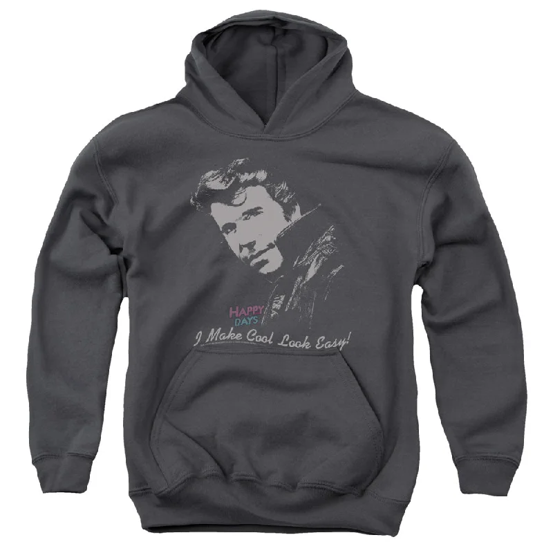 Crazy Deals Happy Days Kids Hoodie Cool Fonz Charcoal Hoody
