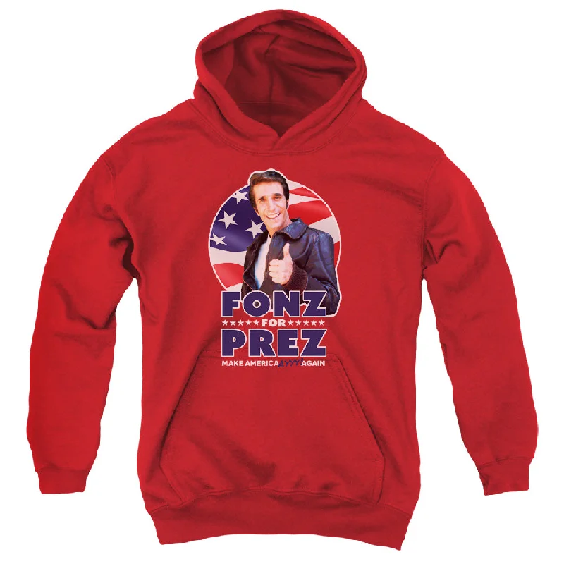 Price Reduction Happy Days Kids Hoodie Fonz For President Red Hoody
