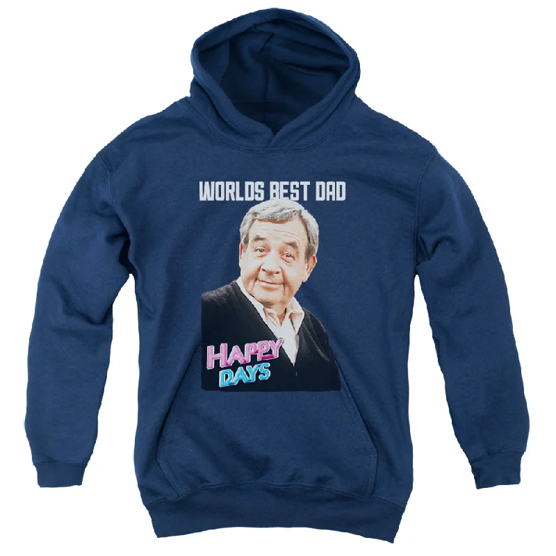 Weekend Flash Sale Happy Days Kids Hoodie Worlds Best Dad Navy Hoody