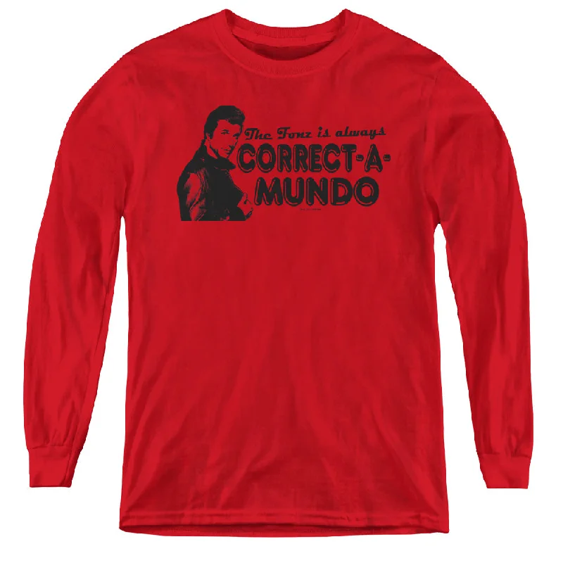 Huge Discounts Happy Days Kids Long Sleeve Shirt Correct a Mundo Red Tee