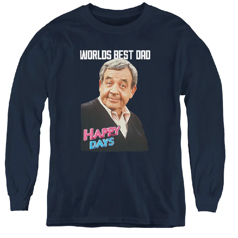 Price Blitz Happy Days Kids Long Sleeve Shirt Worlds Best Dad Navy Tee