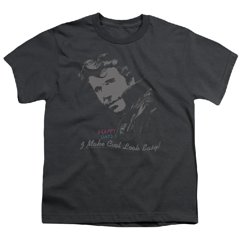 Bonus Savings Happy Days Kids T-Shirt Cool Fonz Charcoal Tee