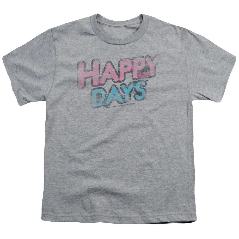 Fantastic Offers Happy Days Kids T-Shirt Distressed Logo Athletic Heather Tee