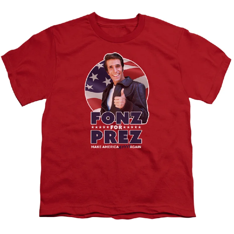 Savings Galore Happy Days Kids T-Shirt Fonz For President Red Tee