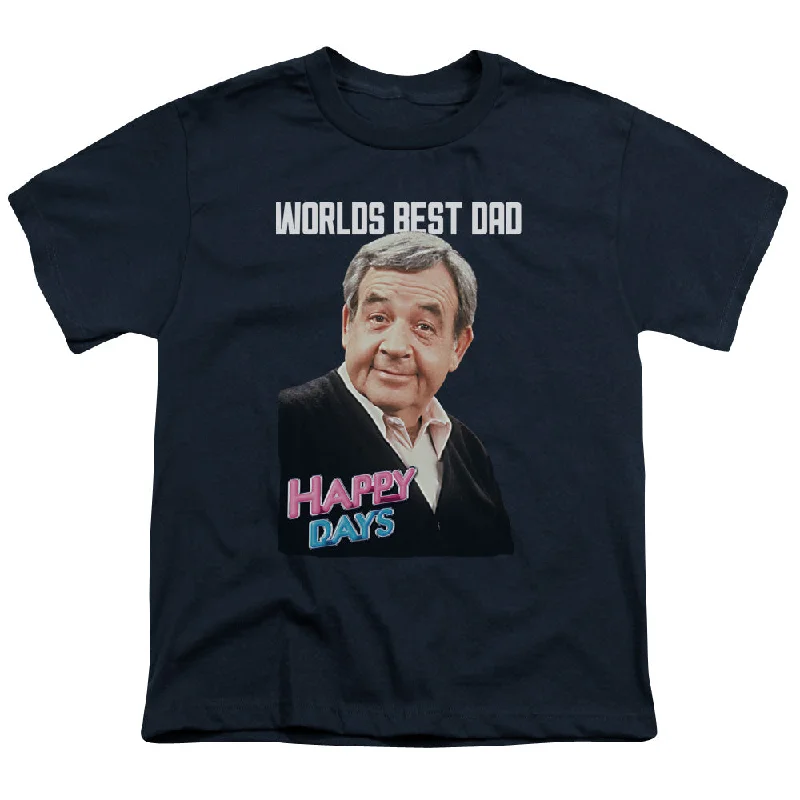 Anniversary Sale Happy Days Kids T-Shirt Worlds Best Dad Navy Tee