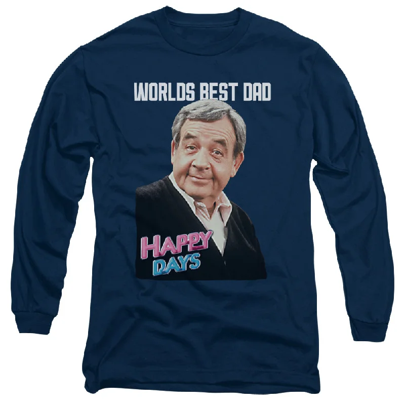 Exclusive Access Happy Days Long Sleeve T-Shirt Worlds Best Dad Navy Tee