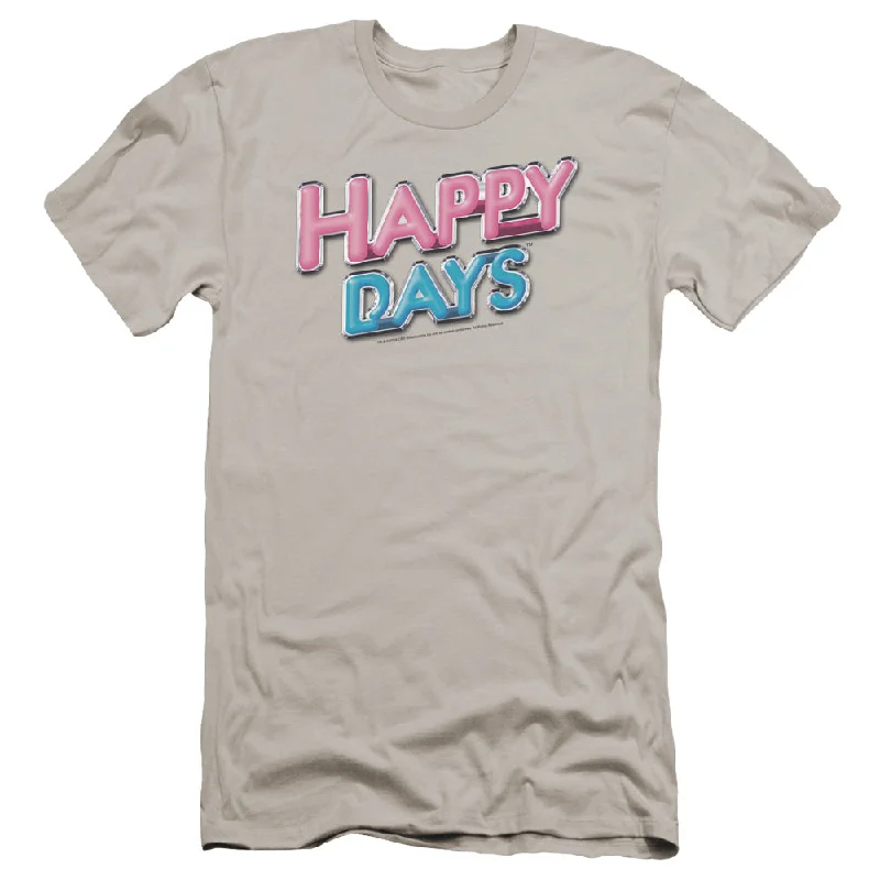 Act Now Happy Days Premium Canvas T-Shirt Logo Silver Tee