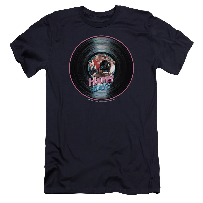 Instant Savings Happy Days Premium Canvas T-Shirt Record Navy Tee