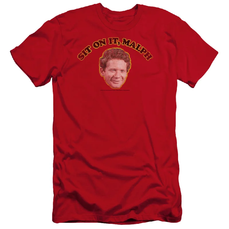 Bargain Bin Happy Days Premium Canvas T-Shirt Sit On It Malph Red Tee