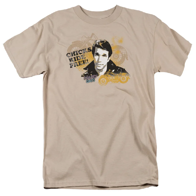 Special Buy Happy Days T-Shirt Chicks Ride Free Sand Tee