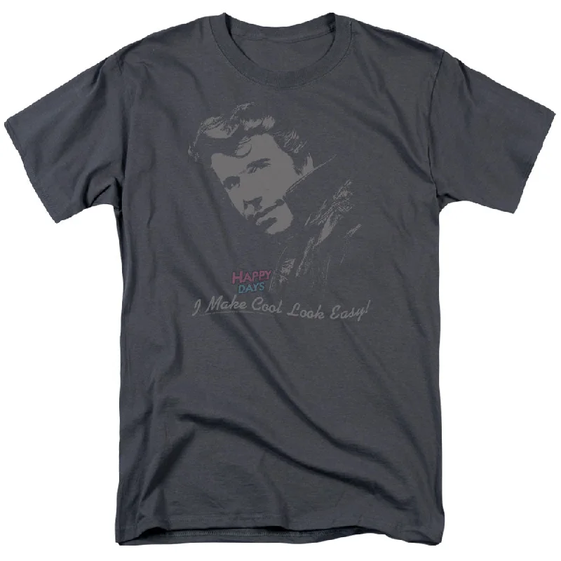 Price Meltdown Happy Days T-Shirt Cool Fonz Charcoal Tee