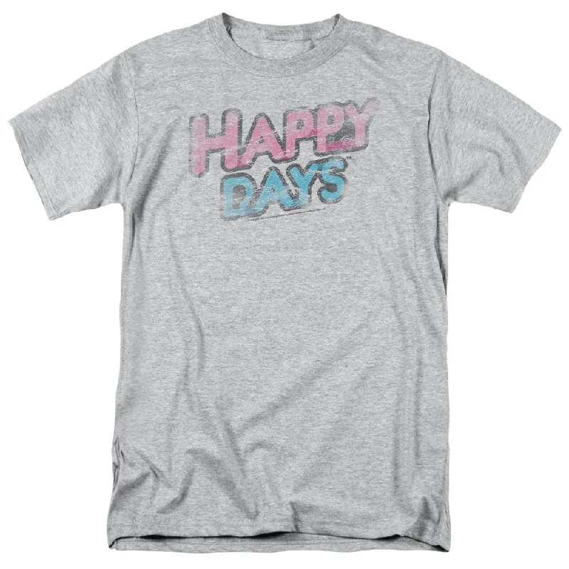 Discount Deals Happy Days T-Shirt Distressed Logo Athletic Heather Tee