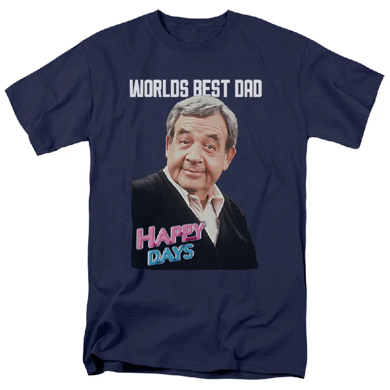 Act Now Happy Days T-Shirt Worlds Best Dad Navy Tee