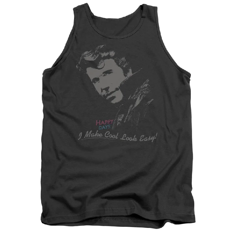 Savings Event Happy Days Tanktop Cool Fonz Charcoal Tank