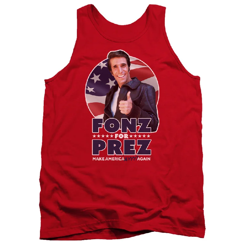 Quick Sale Happy Days Tanktop Fonz For President Red Tank