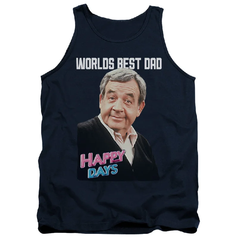 Year-End Sale Happy Days Tanktop Worlds Best Dad Navy Tank