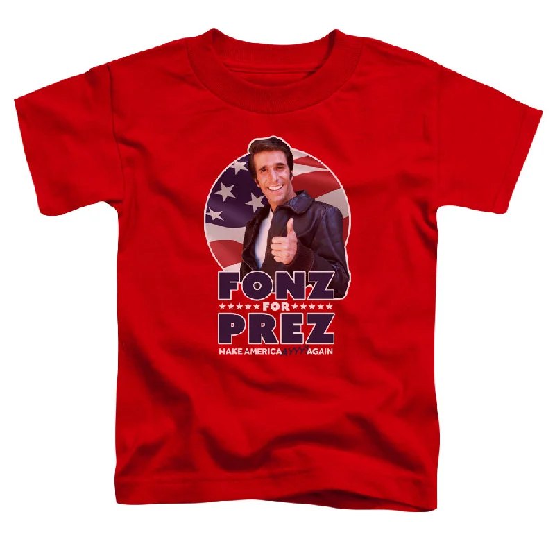 Shop and Save Happy Days Toddler T-Shirt Fonz For President Red Tee