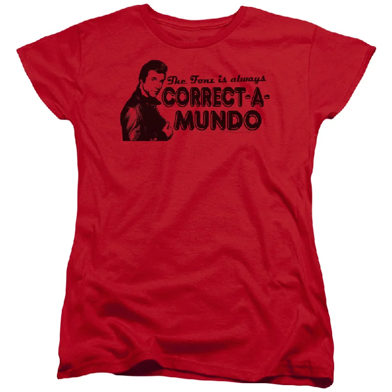 Don't Wait Happy Days Womens T-Shirt Correct a Mundo Red Tee